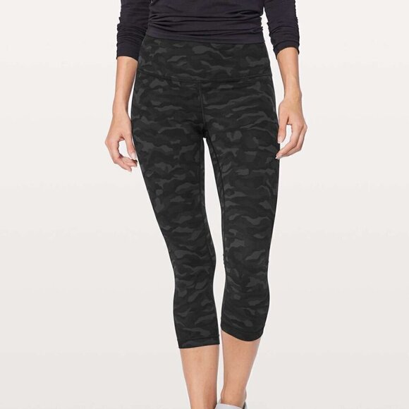 Lululemon Align Crop *21" - 4 Sequoia Camo Print Deep Coal Black - Picture 1 of 6